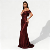 Elena Evening Dress in Wine Red