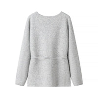 Elena Knit Cardigan with V-Neck in Grey