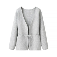 Elena Knit Cardigan with V-Neck in Grey