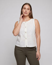 Elena Linen Top with Sleeveless