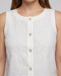 Elena Linen Top with Sleeveless