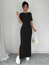 Elena Maxi Dress with Side Split in Black