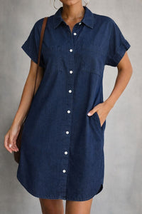 Elenore Denim Dress in Dark blue