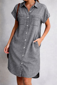 Elenore Denim Dress in Gray