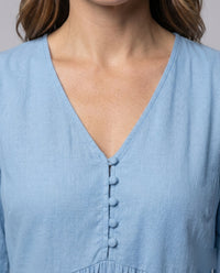 Eliana Linen Dress with Side Split