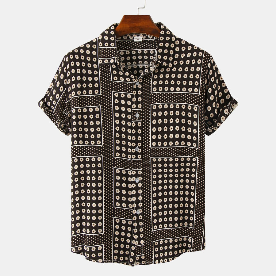 Eliana Relaxed Shirt with Short Sleeve in Black