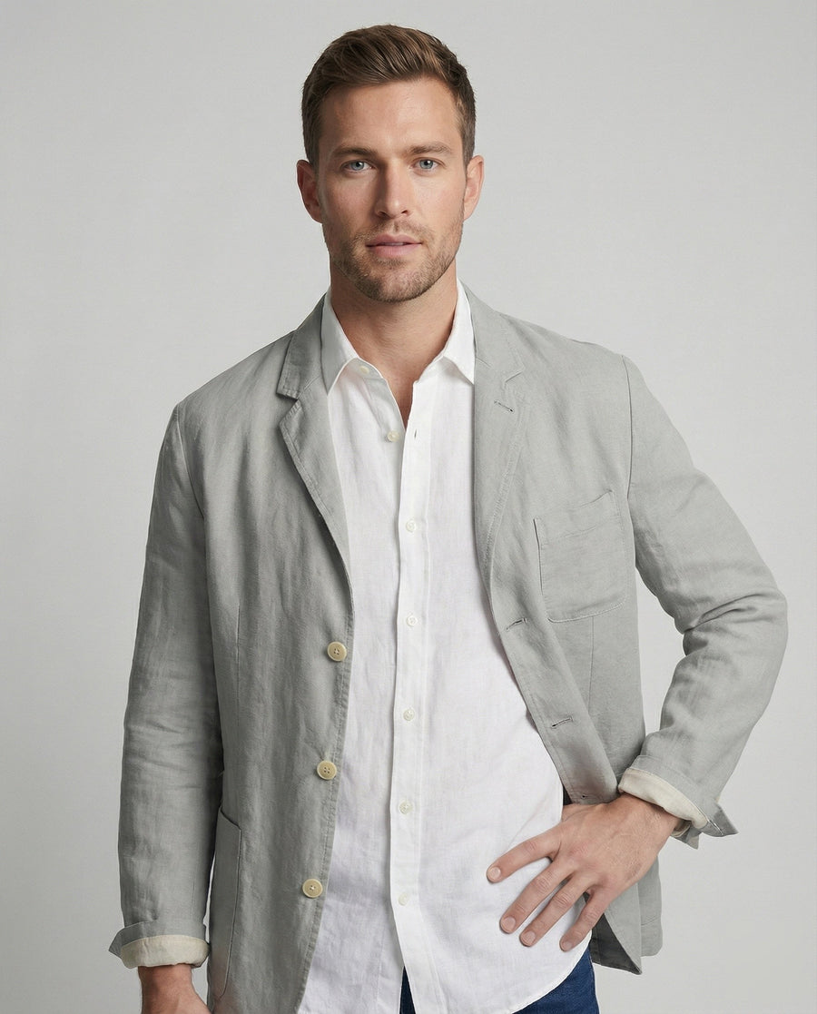 Elias Linen Blazer with Chest Pocket