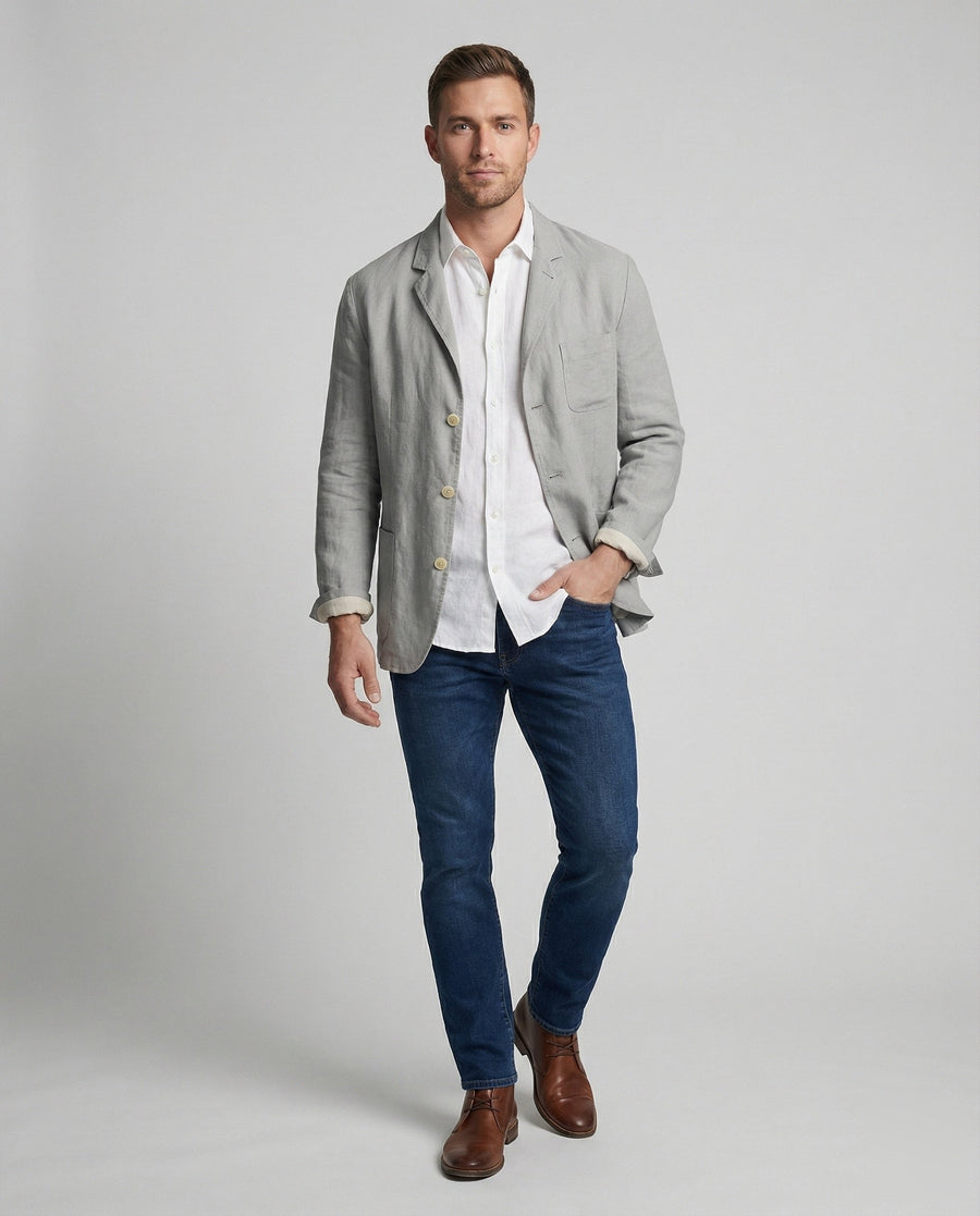 Elias Linen Blazer with Chest Pocket