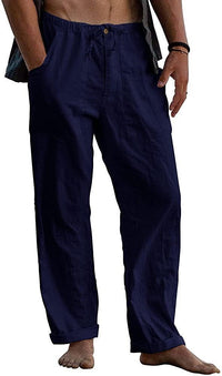 Elias Linen Trousers with Elastic Waist and Pockets in Brown