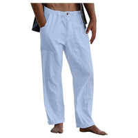 Elias Linen Trousers with Elastic Waist and Pockets in Brown