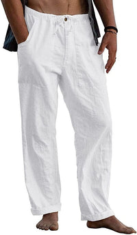 Elias Linen Trousers with Elastic Waist and Pockets