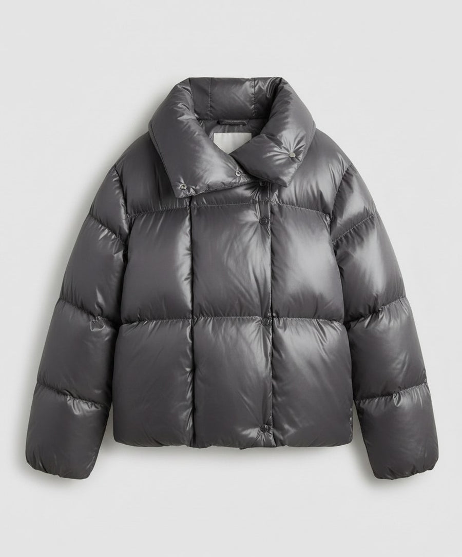 Elise Coat with Hood in Dark Grey