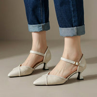Elise D'Orsay Kitten Heel in Pearl