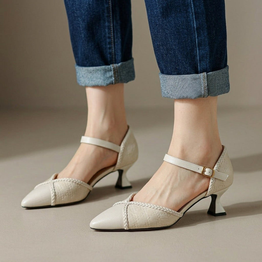 Elise D'Orsay Kitten Heel in Pearl