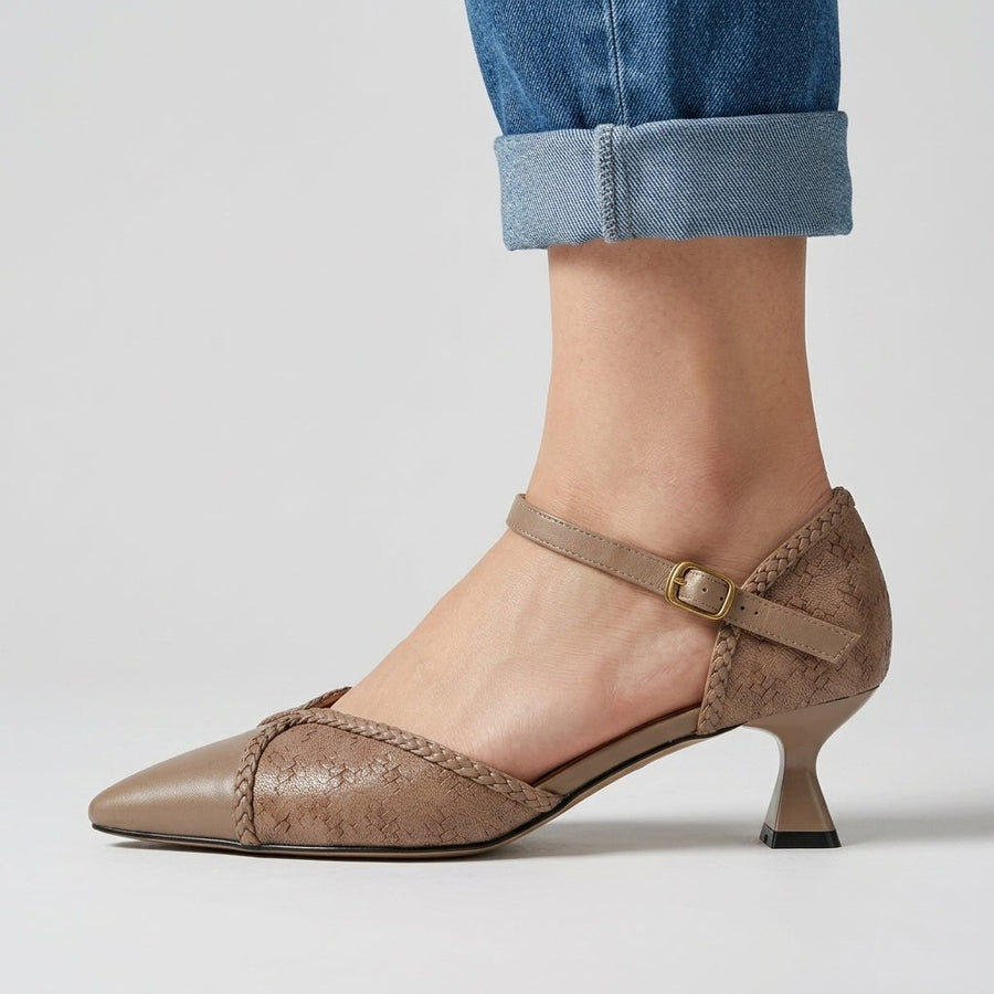 Elise D'Orsay Kitten Heel in Taupe