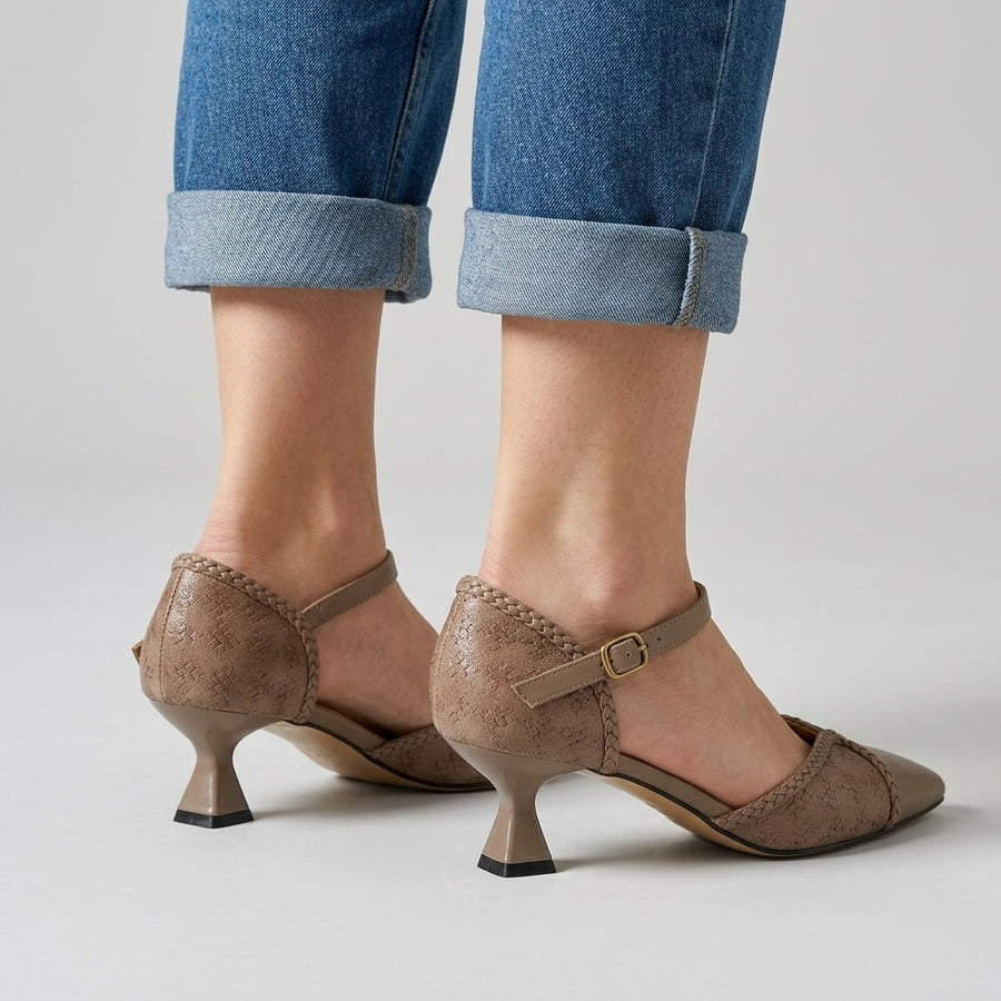 Elise D'Orsay Kitten Heel in Taupe