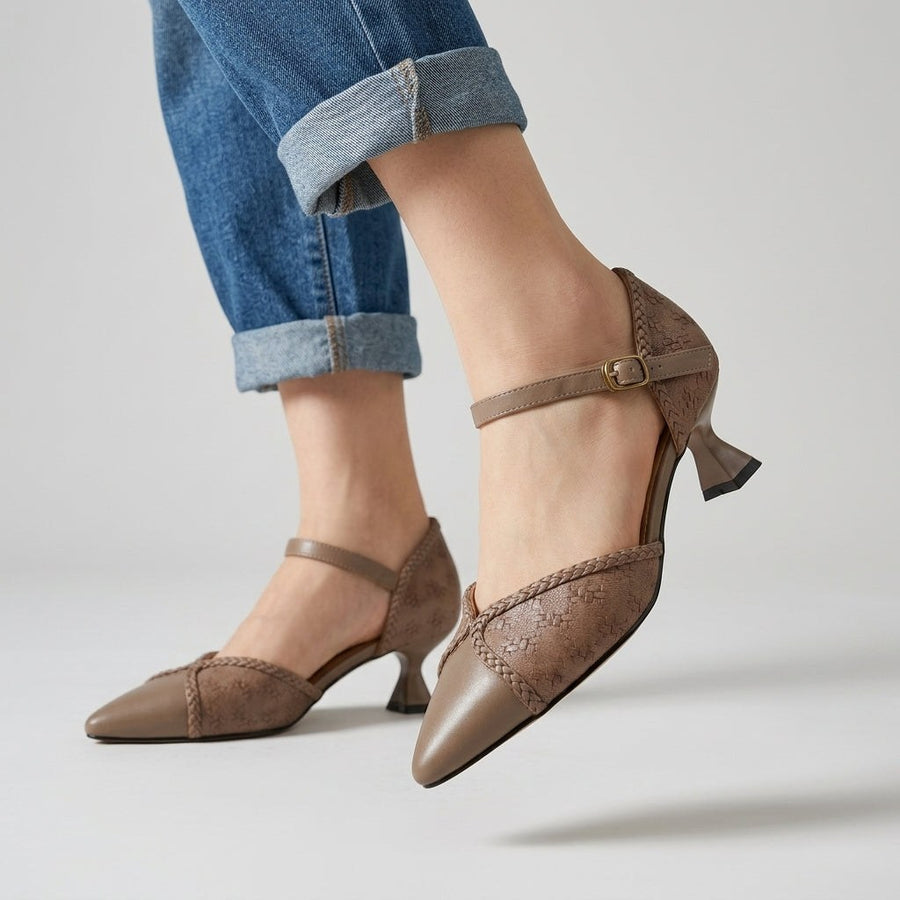 Elise D'Orsay Kitten Heel in Taupe