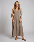 Elise Linen Summer Dress with V-Neck