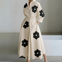 Elkie Lapel Wrap Maxi Dress in Beige/Black