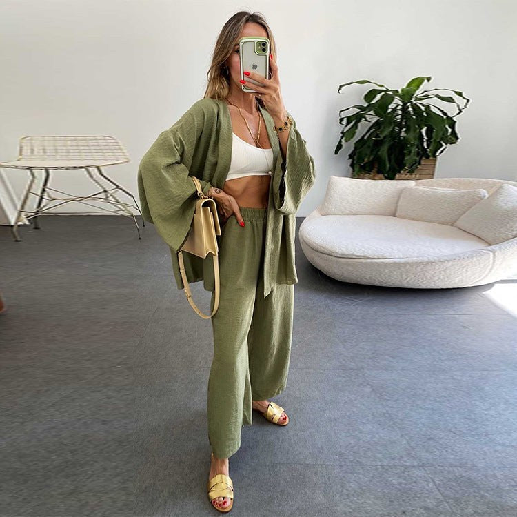 Ella Casual Trousers in Yellow Green