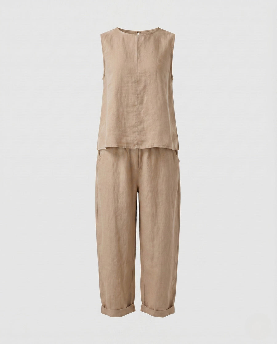 Ella Linen Set in Khaki