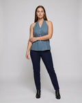 Ella Linen Top with V-Neck and Sleeveless