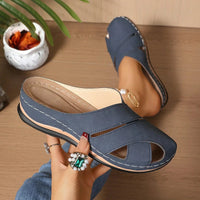 Ella™ Stylish Round Toe Platform Wedge Sandals in Khaki