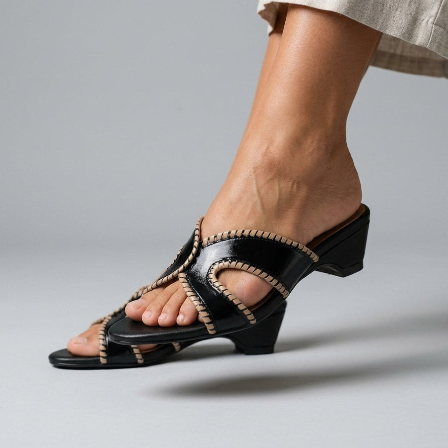 Ellie Cutout Slide Sandal in Charcoal