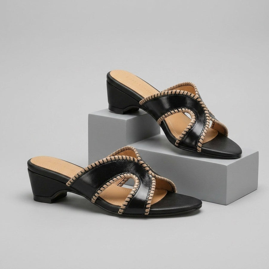 Ellie Cutout Slide Sandal in Charcoal