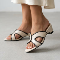 Ellie Cutout Slide Sandal in Pearl