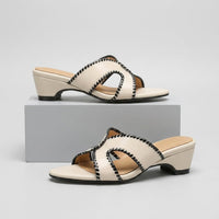 Ellie Cutout Slide Sandal in Pearl