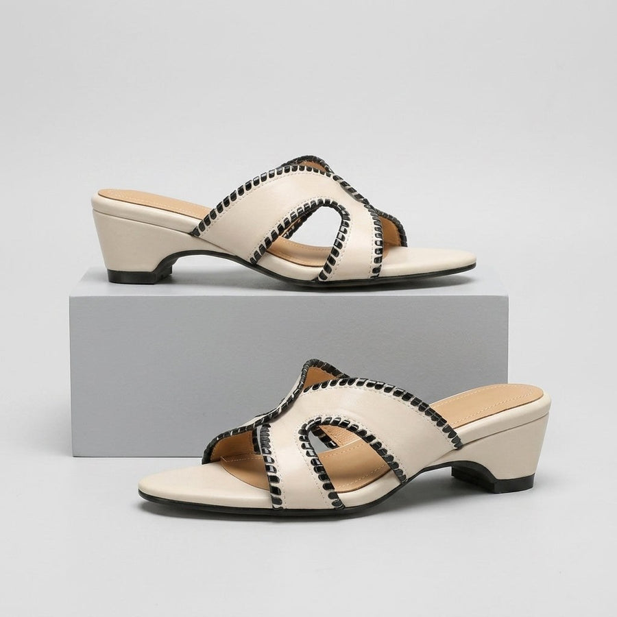 Ellie Cutout Slide Sandal in Pearl