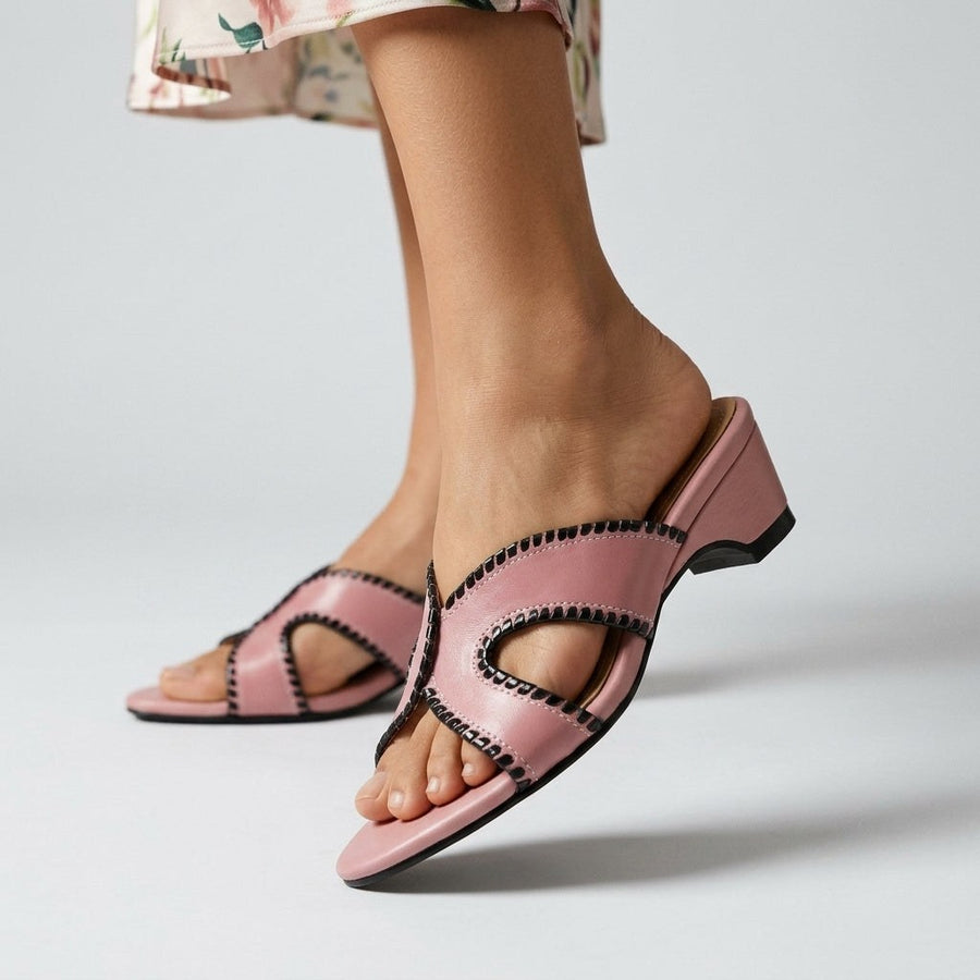 Ellie Cutout Slide Sandal in Rose