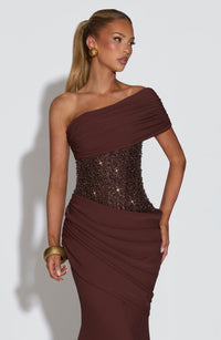 Cecily Gown – Plum Brown
