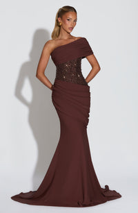 Cecily Gown – Plum Brown
