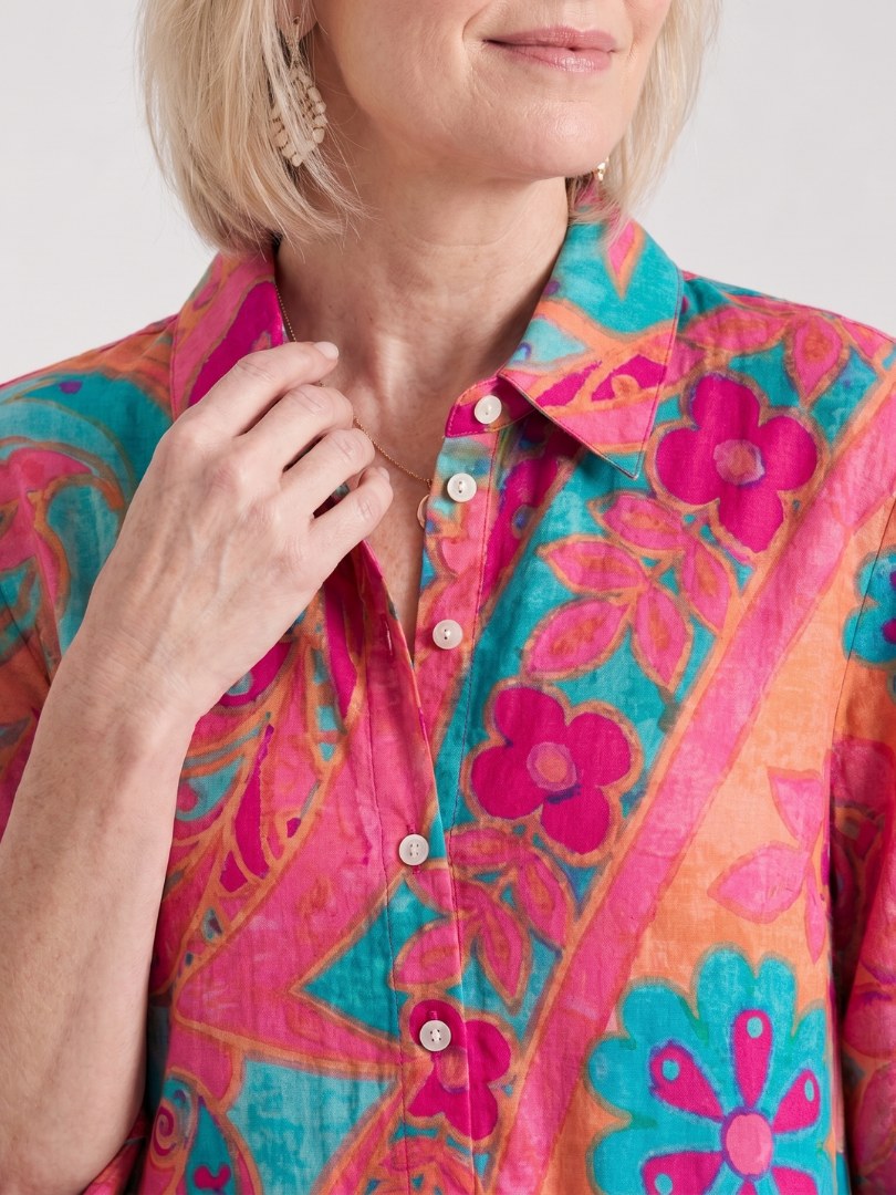 Elmira Women's Printed Midi Shirt Dress in MultiColour