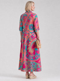 Elmira Women's Printed Midi Shirt Dress in MultiColour
