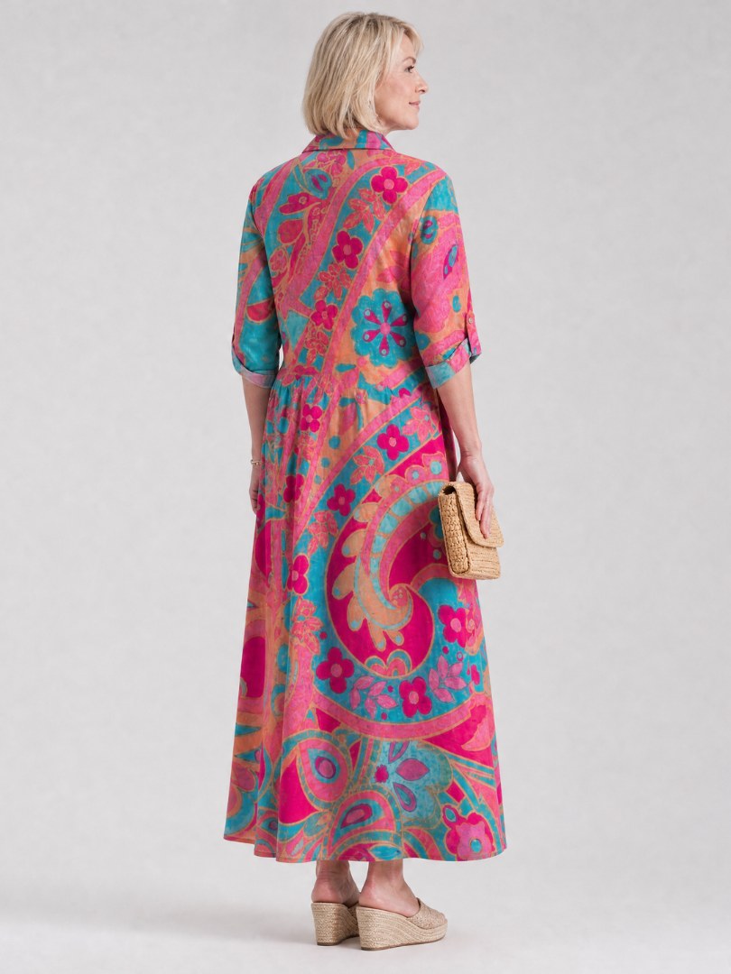 Elmira Women's Printed Midi Shirt Dress in MultiColour