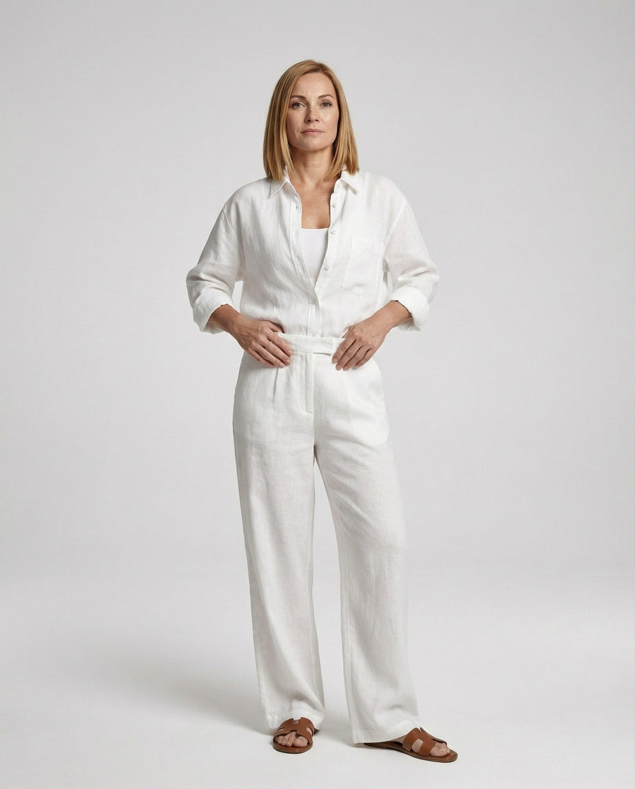 Elodie Airy Linen Shirt in White