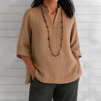 Elodie Casual Blouse with V-Neck and Pockets