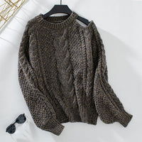 Elodie Elegant Knit Sweater with Puff Sleeve in Yellow Green