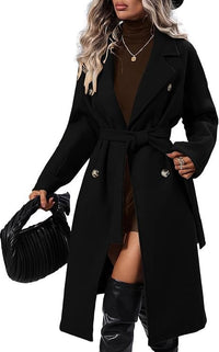 Elodie Elegant Trench Coat in Black
