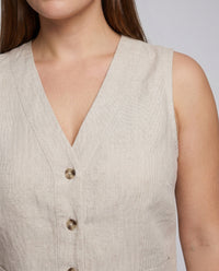 Elodie Linen Top with V-Neck and Sleeveless