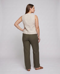 Elodie Linen Top with V-Neck and Sleeveless