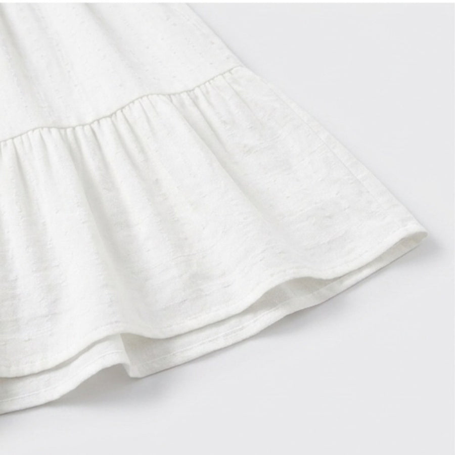 Elodie Women's White Tiered Midi Dress with Pockets