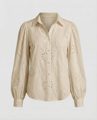 Eloise Blouse with Embroidery in Apricot