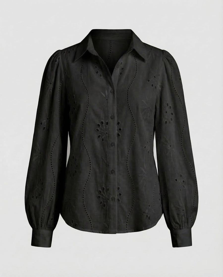 Eloise Blouse with Embroidery in Black