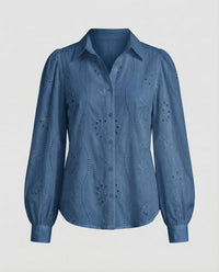 Eloise Blouse with Embroidery in Blue