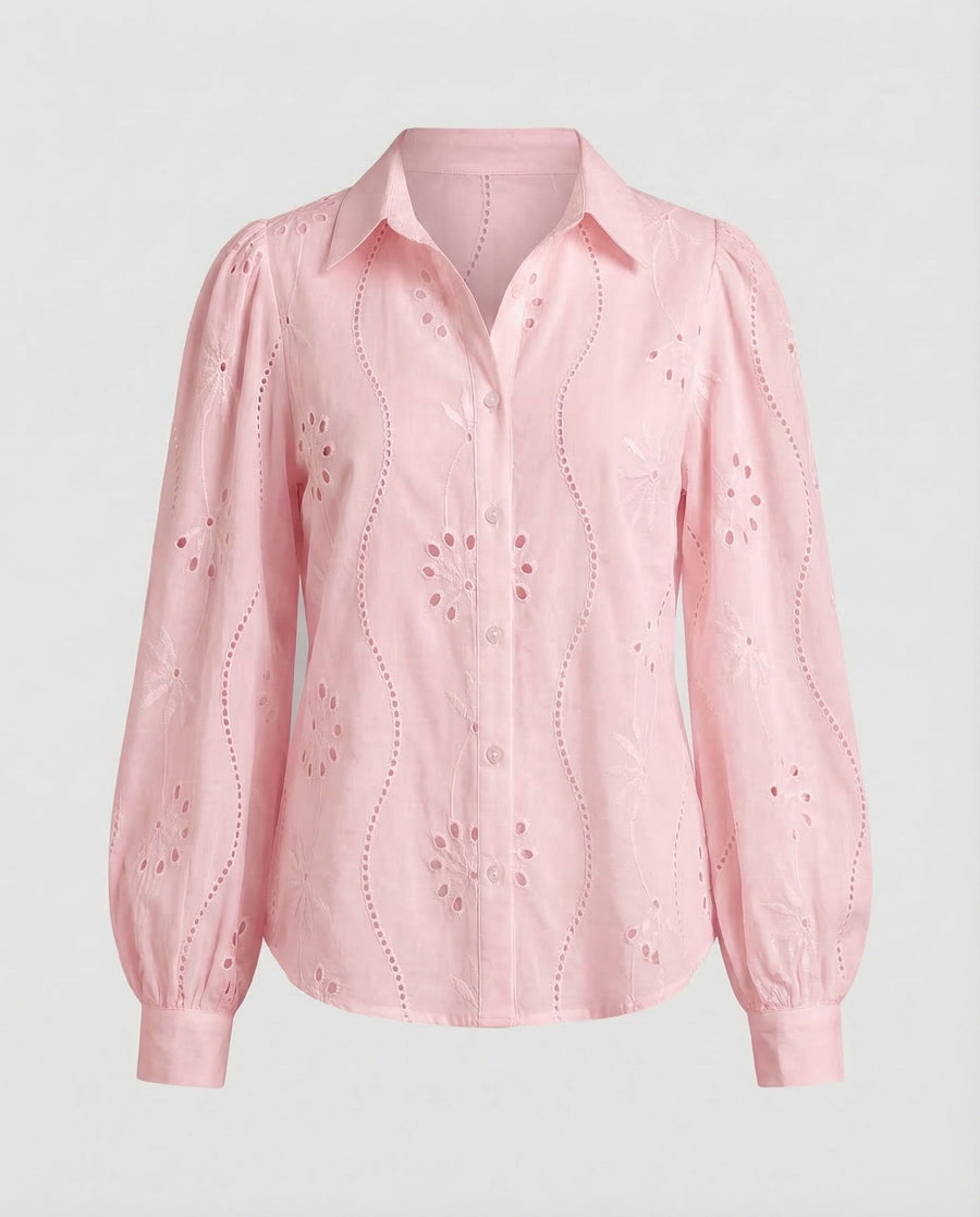 Eloise Blouse with Embroidery in Pink
