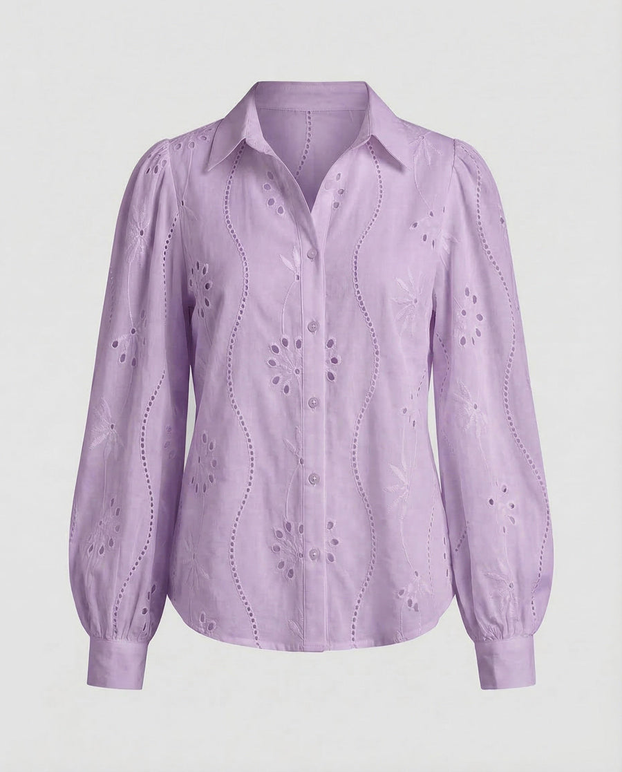 Eloise Blouse with Embroidery in Purple